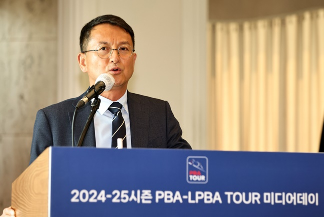 새 시즌 변화에 대해 설명하는 김영진 전무이사. /사진=PBA 투어 제공