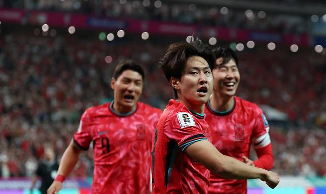 11일 서울월드컵경기장에서 열린 2026 북중미 월드컵 아시아 지역 2차 예선 C조 6차전 한국과 중국의 경기. 후반전 선취골을 넣은 이강인이 세리머니를 하고 있다. 사진=연합뉴스