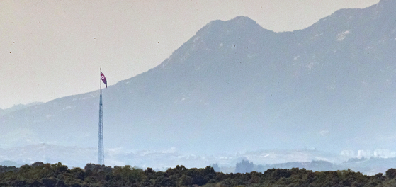 The demilitarized zone as seen from Paju, Gyeonggi, on Friday. [NEWS1]