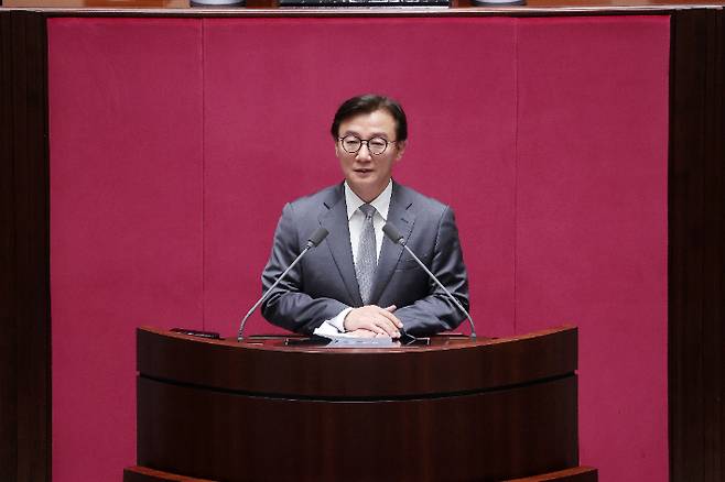 더불어민주당 전재수 의원이 10일 국회 본회의장에서 문체위원장에 선출된 뒤 인사말을 하고 있다. 전재수 의원실 제공