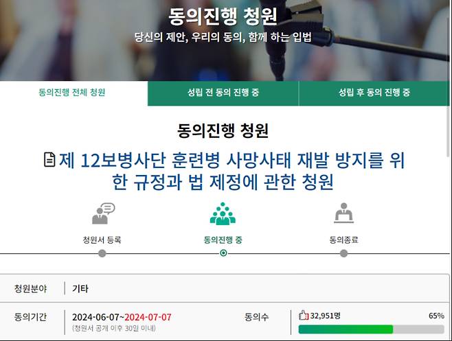 국민 동의 청원 홈페이지 제공.