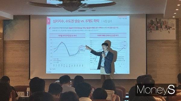 올 하반기에도 전세 선호 현상이 지속될 것이라는 전망이 나왔다. 사진은 지난 11일 열린 세미나에서 주택가격 전망을 설명하는 김성환 건산연 부연구위원. /사진=최문혁 기자