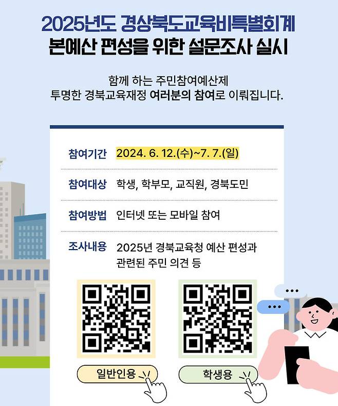 22025년 경북교육청 예산 편성을 위한 주민 설문조사 포스터 *재판매 및 DB 금지