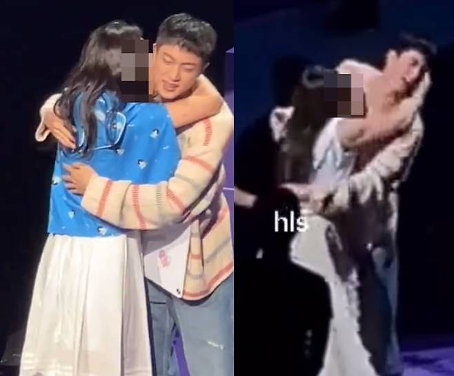 지난 13일 서울 송파구 일대에서 열린 2024 페스타 중 그룹 방탄소년단 멤버 진의 허그회. 허그회에 참여한 1000명 팬들 중 일부가 진에게 볼뽀뽀를 시도하며 팬들의 눈살을 찌푸리게 했다. /사진=온라인 커뮤니티 캡처