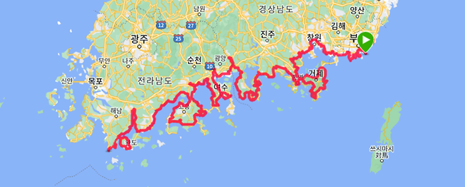 41남파랑길종료상황.png 294일, 4200km의 도보여행, 코리아둘레길 종주(上)