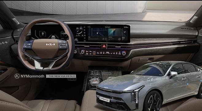 사진 : 기아 K8 페이스리프트 실내 예상도 (출처=NYMammoth)