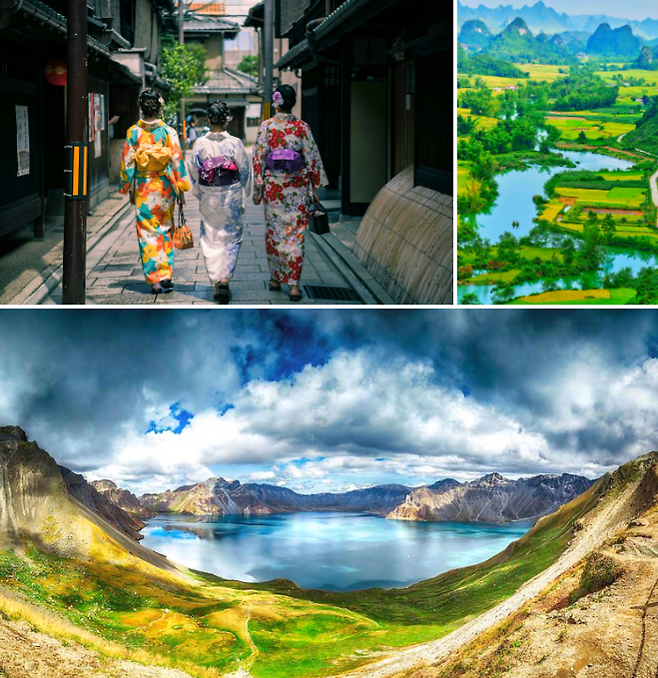 왼쪽 위부터 순서대로 일본, 베트남, 중국(백두산) / 사진=pexels