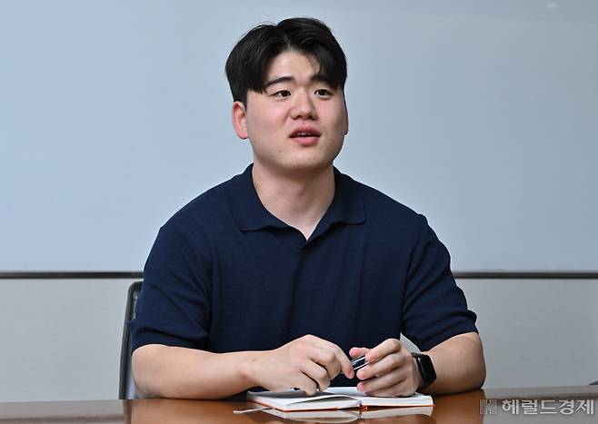 한화오션 특수선기본설계팀 김민석 엔지니어가 14일 오후 서울 중구 한화오션 서울사무소에서 헤럴드경제와 인터뷰를 하고 있다. 임세준 기자
