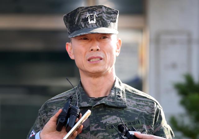 경북경찰청에 피의자 신분으로 소환된 임성근 전 해병대 1사단장. 뉴스1