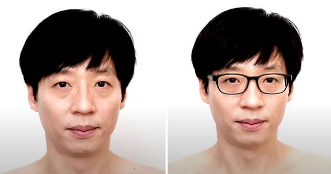 눈이 작거나 눈 주변 여백이 많은 얼굴이라면 안경을 쓰는 게 잘 어울리는 편이다./사진=유튜브 채널 '오분순삭' 캡처