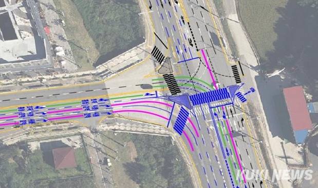 원주 기업도시 물지울사거리 교통체계 개선안.(원주시 제공)