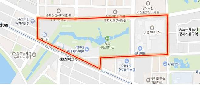 자율주행차 시범운행 송도지구 위치도