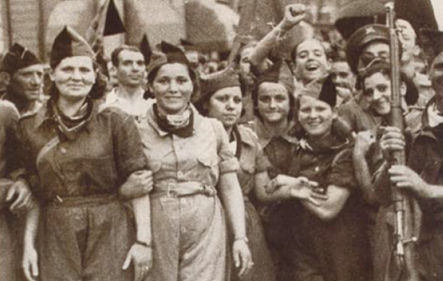 스페인내전기 스페인공산당의 빼어난 여성 정치인 돌로레스 이바루리뿐 아니라 약 1,000명 무명의 여성 민병대원들이 총이나 구급약통을 들고 반파시즘 전투에 참여했다. 반군 파시즘-가톨릭 진영의 여성들로선 상상도 하기 힘든 일이었다. 위키피디아.