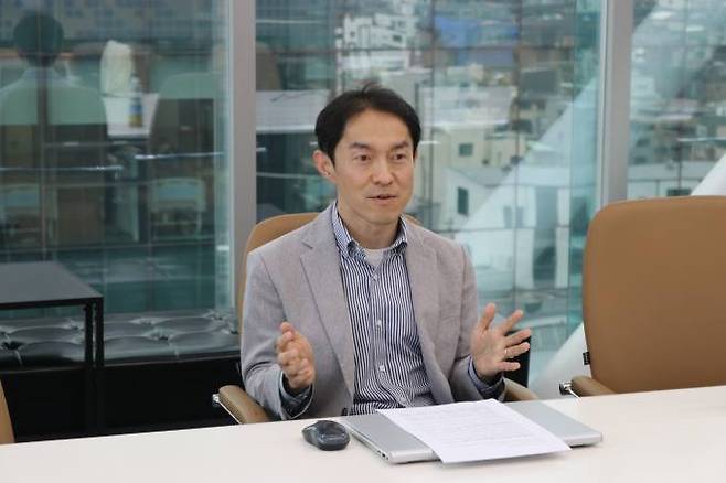 삼성전자에서 15년간 소프트웨어 개발을 담당했던 임석훈 뷰노 사업본부장이 생체신호 의료기기의 역할 등에 대해 설명하고 있다. 뷰노&nbsp;