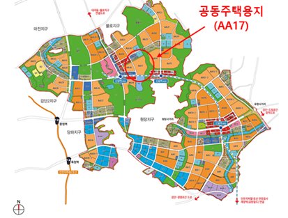 검단지구 공동주택용지 AA17블록 위치도 [인천도시공사 제공]