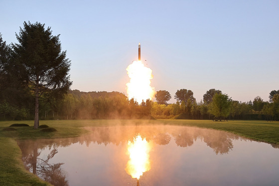 A missile test conducted by North Korea is seen in this file photo provided by the state-run Korean Central News Agency (KCNA) on June 27. [YONHAP]