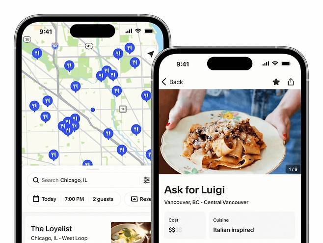 미국 최고급 레스토랑 예약 서비스 톡의 서비스 화면/사진제공=톡