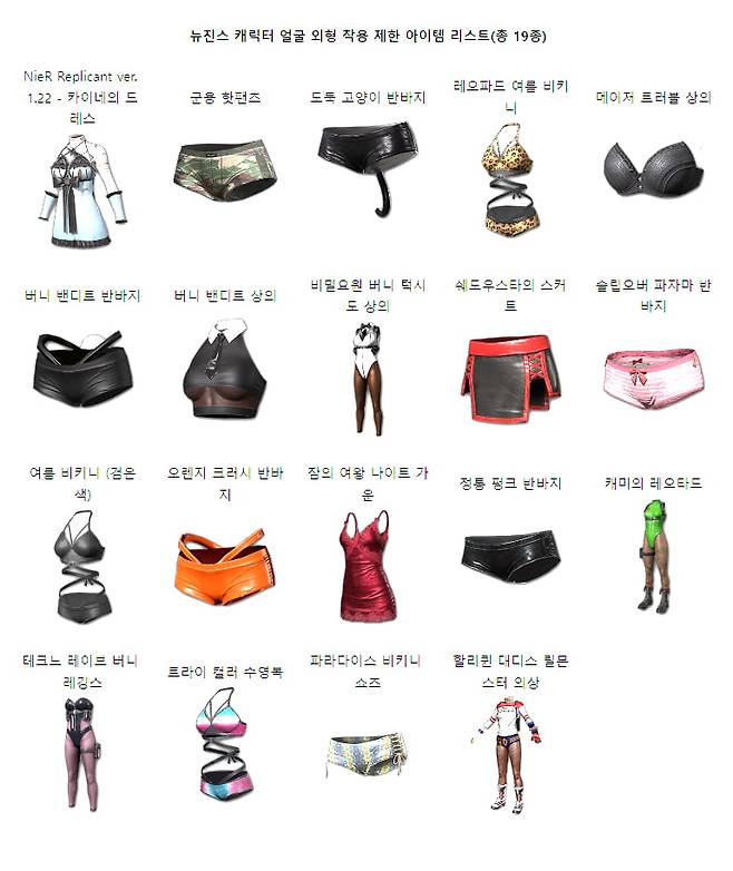 오는 10일부터 뉴진스 얼굴 외형 스킨과 조합 착용 제한되는 의상/사진출처=배틀그라운드 공식사이트