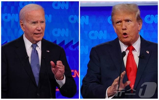 이민의 경제효과는 확실하지만 정치·사회적 호감도가 낮아지는 불균형은 미국도 풀기 어려운 숙제다. 오는 11월 대선에서 리턴매치를 앞둔 조 바이든 대통령과 도널드 트럼프 전 대통령이 최근 TV토론에서 이민정책을 놓고 대립하고 있다. /로이터=뉴스1