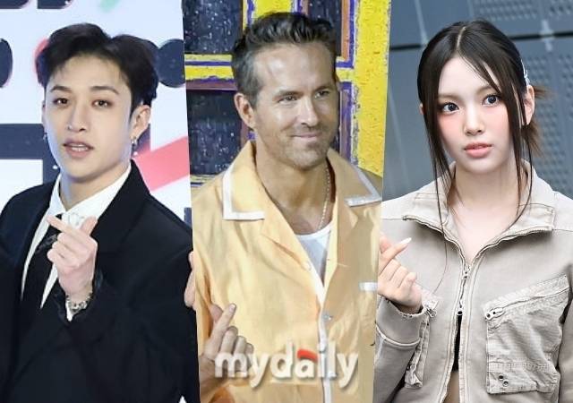 왼쪽부터 방찬, 라이언 레이놀즈, 혜인 / 마이데일리 DB