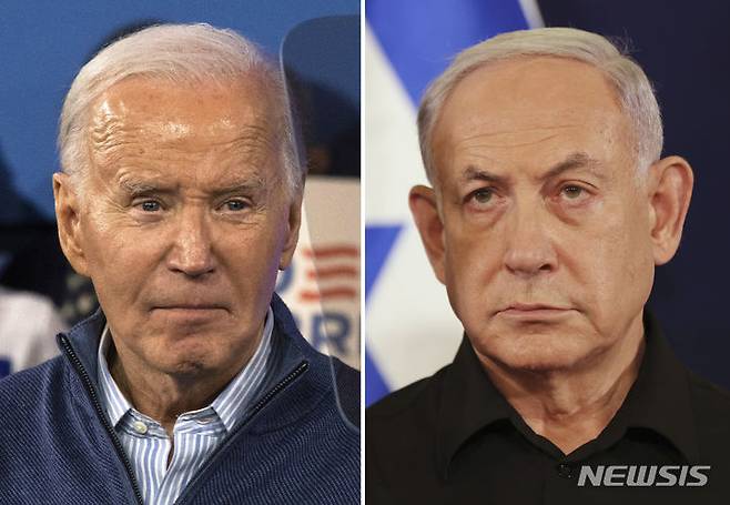[월링퍼드·텔아비브=AP/뉴시스] 조 바이든 미국 대통령(왼쪽)과 베냐민 네타냐후 이스라엘 총리. 2024.07.05