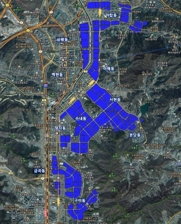 성남 분당구 일원 토지거래허가구역 [경기도 제공. 재판매 및 DB 금지]