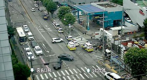 서울 용산구 서계동 차량 사고 현장. 연합뉴스