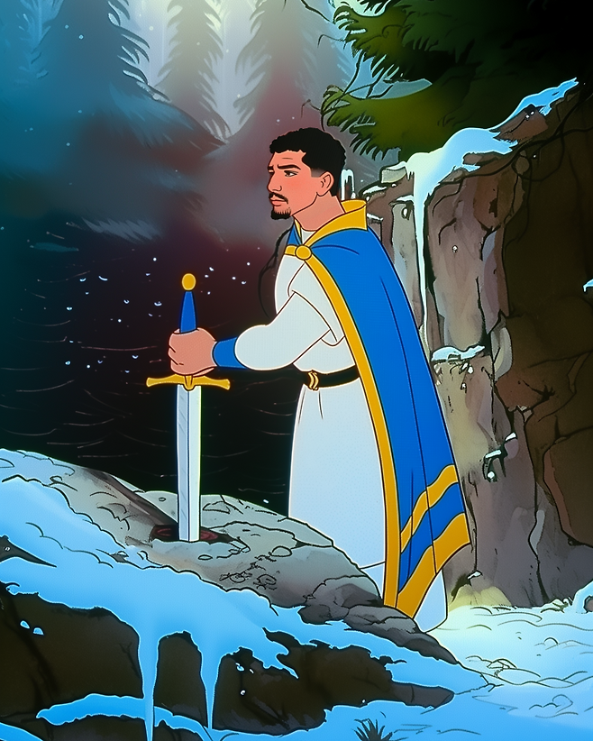 울산 HD로 이적한 야고의 AI 오피셜 사진. 구단 관계자는 "야고 선수와 프런트의 상견례에 함께한 야고의 어머니의 추천으로 디즈니의 애니메이션 영화 ‘아더왕의 검’을 오마주했다. ‘아더왕의 검’은 야고 선수가 유년기에 가장 즐겨보고, 자주 보았던 애니메이션으로 타국에서 새로운 길을 시작하는 데에 있어 익숙함과 용기를 북돋기 위한 기획"이라고 설명했다. 사진=울산 HD