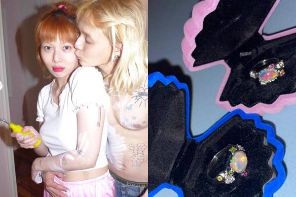 (왼쪽) 현아와 던 (오른쪽) 던이 제작한 프러포즈링 / 던 소셜미디어