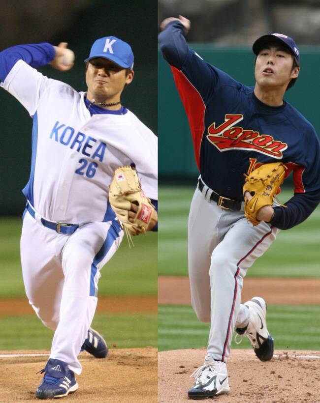2006년 3월19일 샌디에이고 펫코파크에서 열린 WBC 4강 한일전 선발 '서재응-우에하라'. 【 연합】