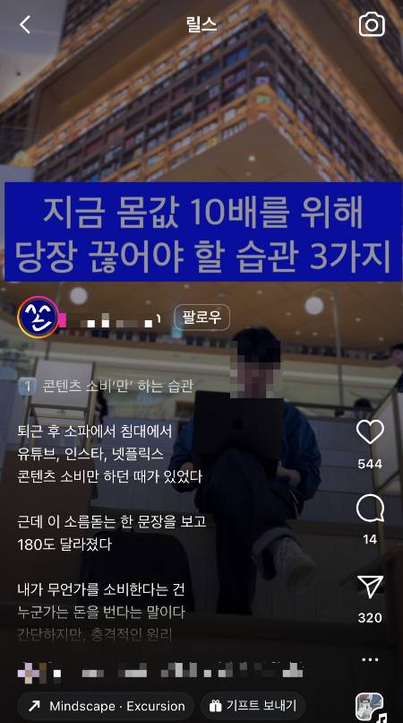어떠어떠해야 성공한다는 당위성. 그런 영상 콘텐츠들이 참 많고, 대다수는 저도 모르게 귀 기울여 보게 되며, 그러지 못한 나를 자책하게 될 때가 많다. 돈을 잘 버는 게, 잘 사는 삶의 기준일 필요는 없지만./사진=인스타그램 릴스 캡쳐