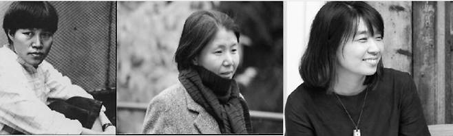 왼쪽부터 고정희(1948~1991), 허수경(1964~2018), 한강(1970~ ) 작가. <한겨레> 자료사진, 한강 작가 공식 누리집