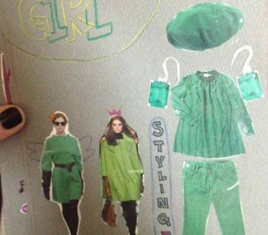 김다인 대표가 초등학교 때 ″빨주노초파남보를 표현하라″는 숙제를 받고는, 어머니가 보던 패션잡지에서 스크랩해서 룩을 만들어 제출했다. [사진 김다인]