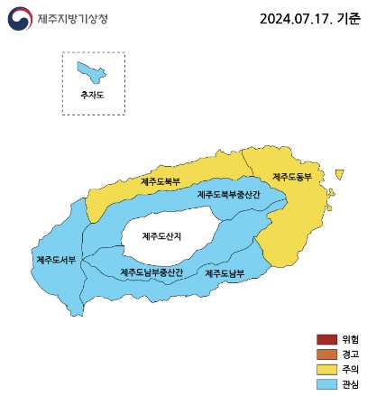 제주도 폭염 위험수준 분포도 [제주지방기상청 제공. 재판매 및 DB 금지]