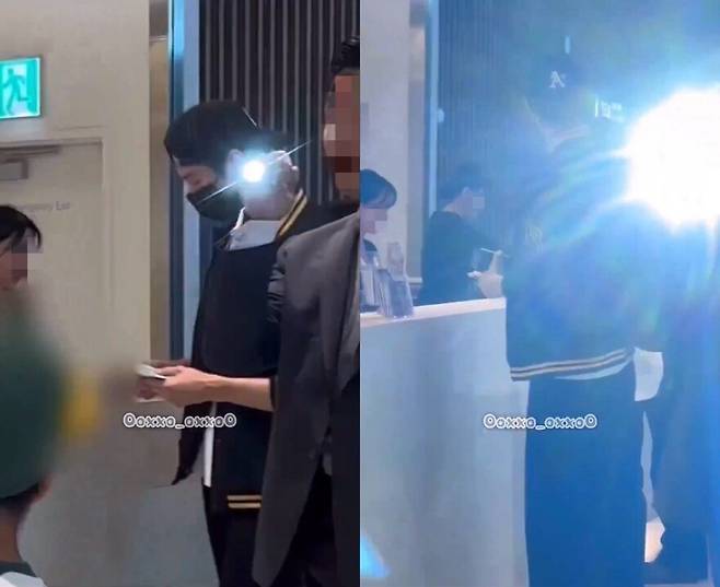 지난 12일 인천국제공항에서 배우 변우석의 경호원이 공항 이용객들에게 플래시를 쏘는 모습. 엑스 갈무리