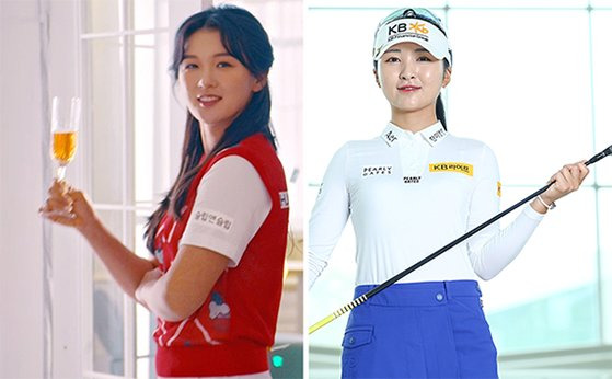 올 시즌 KLPGA 투어에서 3승을 거둔 이예원은 박현경과 함께 다승 공동 1위를 달리고 있다. 코스 바깥에선 쾌활한 매력을 뽐내지만, 필드에선 선배 박인비처럼 시크한 ‘킬러’가 되길 원한다. 왼쪽은 골프 의류 광고에 출연한 박현경. 김종호 기자, [사진 파리게이츠]