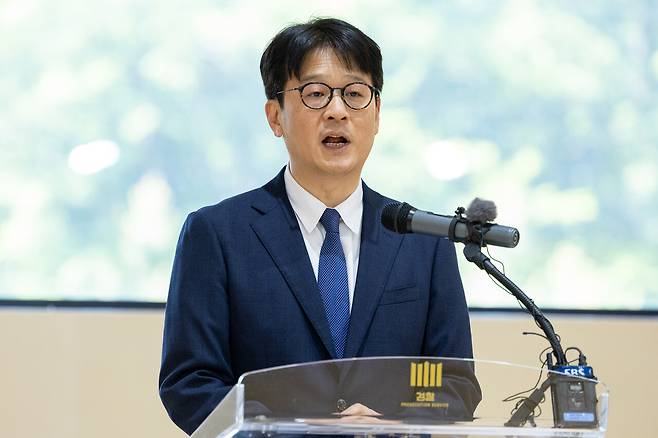 이창수 신임 서울중앙지검장이 5월16일 오후 서초구 서울중앙지검에서 열린 취임식에서 취임사를 하고 있다. ⓒ연합뉴스