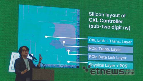 정명수 파네시아 대표는 지난 16 일 부산 윈덤 그랜드호텔에서 개최된 반도체공학회 행사에서 CXL 3.1 컨트롤러 칩을 선보였다.
