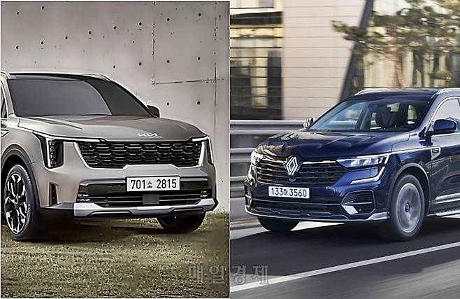 국산 SUV 판매 1위인 쏘렌토(왼쪽)와 가성비를 앞세운 QM6 [사진출처=기아, 르노코리아]