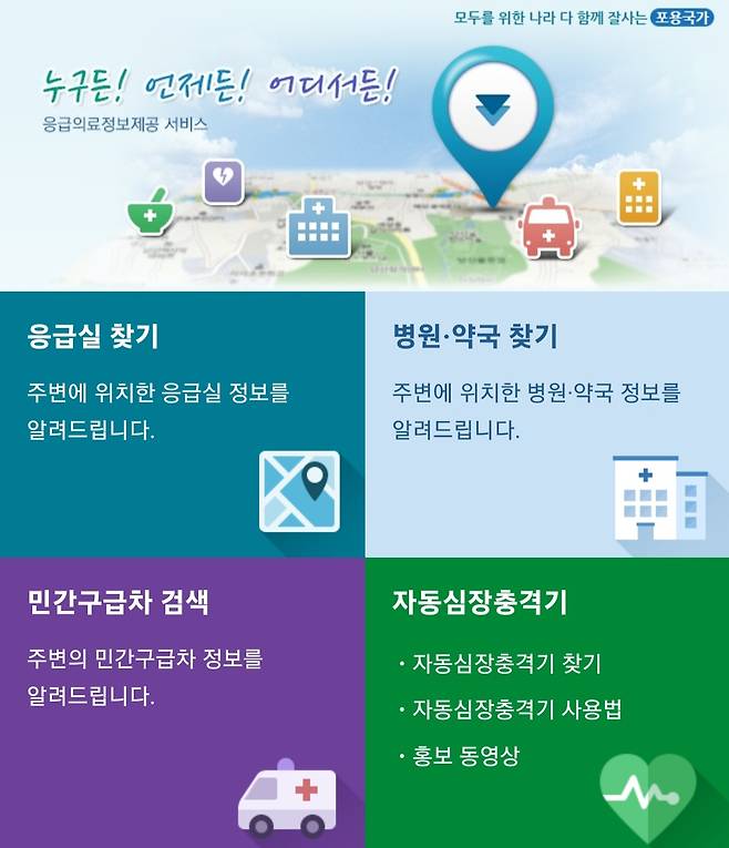 E-gen 응급의료포털 누리집 화면.