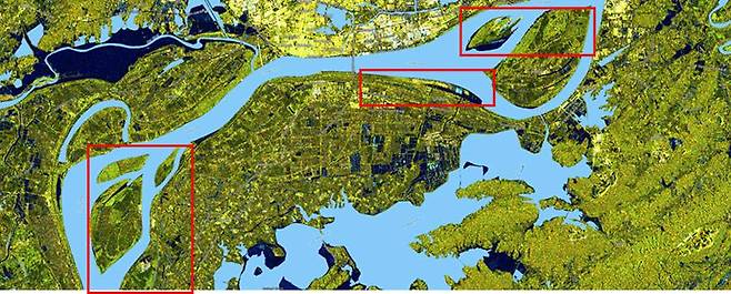 2024년 5월 19일 안후이성 Anqing 지역 SAR 영상(컬러화) / 출처= Sentinel-1 data: © ESA