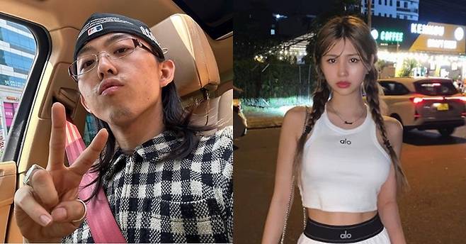 래퍼 릴러말즈, 치어리더 전은비. 사진|개인 채널