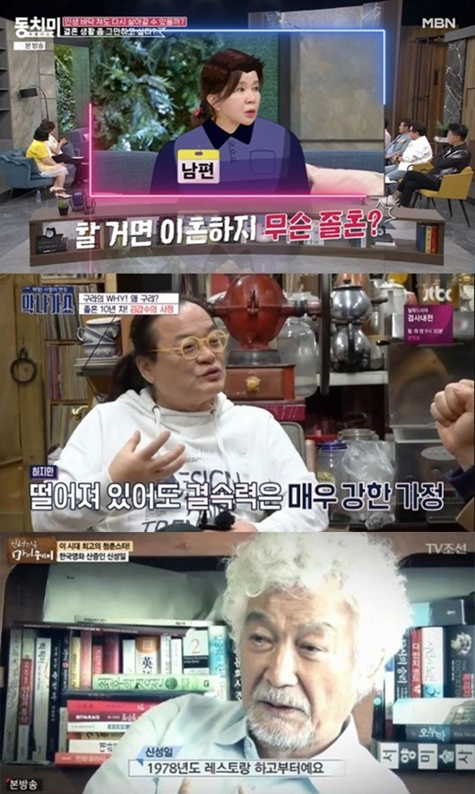 위부터 임예진(사진=MBN ‘속풀이쇼 동치미’), 김갑수(사진=JTBC ‘막나가쇼’), 신성일(사진=TV조선 ‘인생다큐 마이웨이’)