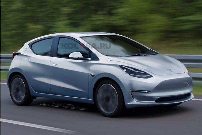테슬라 모델 2 예상도(출처: kolesa.ru)