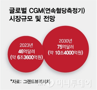 글로벌 CGM(연속혈당측정기) 시장 규모. /사진=김다나 디자인기자