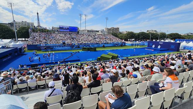 프랑스 파리 레쟁발리드 양궁 경기장의 모습. 파리/연합뉴스