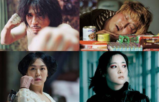 송 감독의 손을 거쳐 탄생한 얼굴들. 왼쪽 위부터 시계방향으로 '올드보이'의 오대수(최민식), '괴물'의 박강두(송강호), '친절한 금자씨'의 이금자(이영애), '아가씨'의 히데코(김민희). 쇼이스트·쇼박스·CJ 엔터테인먼트 제공