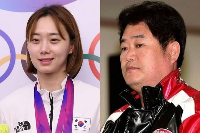 (왼쪽부터) 펜싱 대표팀 윤지수, 윤학길 전 롯데 코치 /사진=뉴스1, OSEN