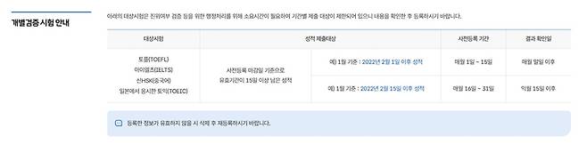 실시간으로 검증하기 어려운 시험의 경우는 행정처리까지 시간이 소요되니, 이 점을 고려하여 등록하는 게 좋겠다.