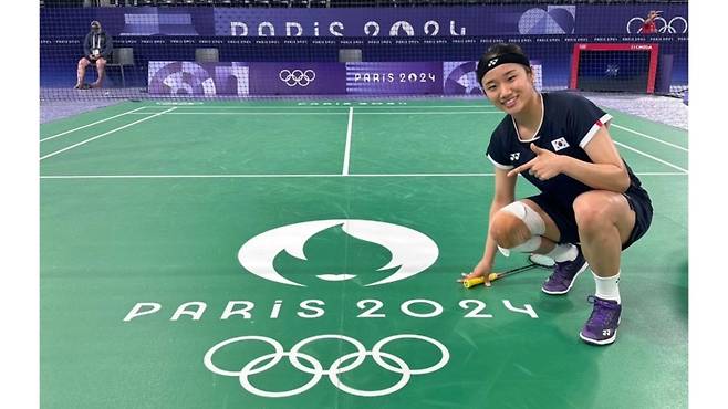 2024 파리 올림픽 배드민턴 경기장을 찾은 안세영 (사진, 안세영 SNS)